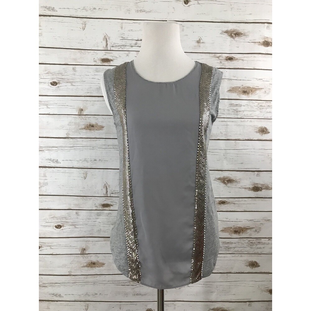 J. Crew Chainmail Stripe Tank Top Size XS metallic career minimalist